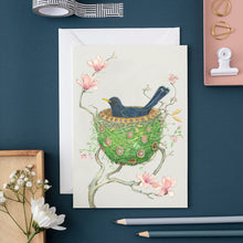 Load image into Gallery viewer, Blackbird in a Nest - Greetings Card