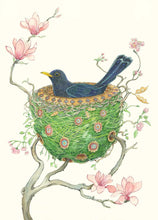 Load image into Gallery viewer, Blackbird in a Nest - Greetings Card