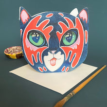 Load image into Gallery viewer, Rock Cat Face - Die Cut Card