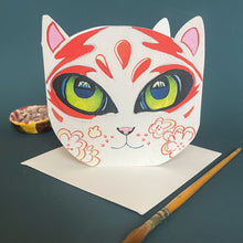 Load image into Gallery viewer, Geisha Cat Face - Die Cut Card