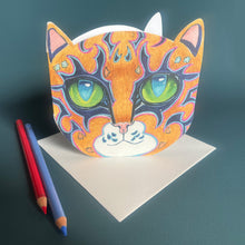 Load image into Gallery viewer, Orange Cat Face - Die Cut Card