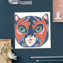 Load image into Gallery viewer, Rock Cat Face - Die Cut Card