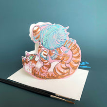 Load image into Gallery viewer, Cat playing with a ball of wooly - Die Cut Greetings Card