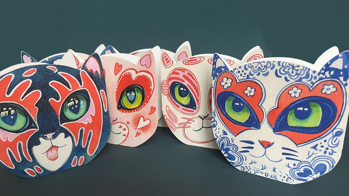 Love Cat Face - Die Cut Card – Trade - The DM Collection