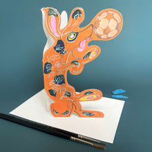 Load image into Gallery viewer, Dog playing with a ball- Die Cut Greetings Card