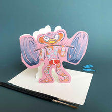 Load image into Gallery viewer, Monkey lifting weights - Die Cut Greetings Card