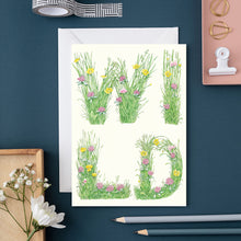 Load image into Gallery viewer, Wild - letters made out of meadow grass - greetings card