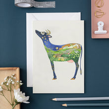 Load image into Gallery viewer, Cow looking at the Moon - Greetings Card