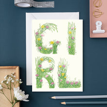 Load image into Gallery viewer, Girl -l letters made out of meadow grass - greetings card