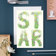 Load image into Gallery viewer, Star - letters made out of meadow grass - greetings card