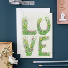 Load image into Gallery viewer, Love- letters made out of meadow grass - Greetings Card