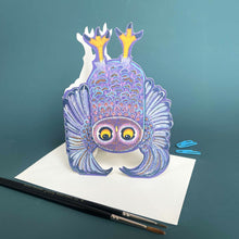 Load image into Gallery viewer, Owl doing a wing stand- Die Cut Greetings Card