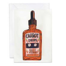 Load image into Gallery viewer, Carrot drops - night vision - Greetings Card