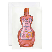 Load image into Gallery viewer, Greeting card with a bottle of 'Beauty Potion' on a white background