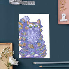Load image into Gallery viewer, Scruffy Cat- Die Cut Greetings Card