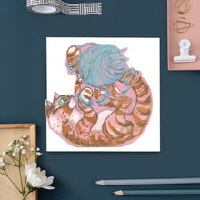 Load image into Gallery viewer, Cat playing with a ball of wooly - Die Cut Greetings Card