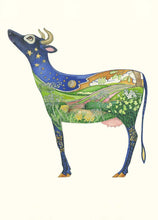 Load image into Gallery viewer, Cow looking at the Moon - Greetings Card