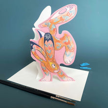 Load image into Gallery viewer, Hare doing a hand stand - Die Cut Greetings Card