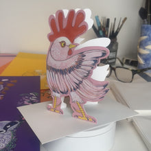 Load and play video in Gallery viewer, Pointing Rooster - Die Cut Greetings Card