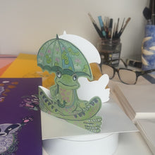 Load and play video in Gallery viewer, Frog  with Umbrella - Die Cut Greetings Card