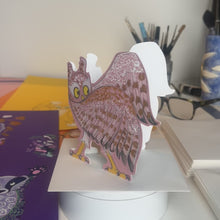 Load and play video in Gallery viewer, Dancing Owl - Die Cut Greetings Card