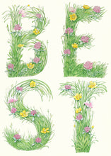 Load image into Gallery viewer, Best - letters made out of meadow grass -greetings card
