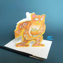 Load image into Gallery viewer, Bear stealing honey - Die Cut Greetings Card
