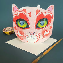 Load image into Gallery viewer, Love Cat Face - Die Cut Card
