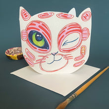 Load image into Gallery viewer, Winking Cat Face - Die Cut Card
