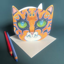 Load image into Gallery viewer, Orange Cat Face - Die Cut Card
