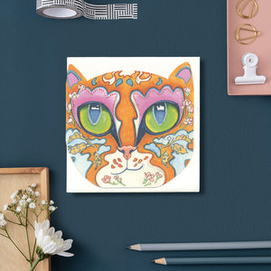 Ginger Cat Face - Die Cut Card