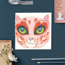 Load image into Gallery viewer, Love Cat Face - Die Cut Card
