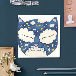 Dream Cat Face - Die Cut Card