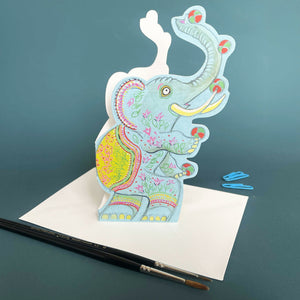 Elephant juggling - Die Cut Greetings Card