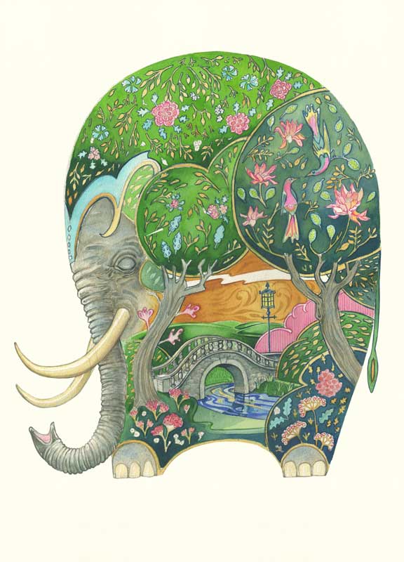 Sleeping Elephant - Greetings Card