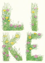 Load image into Gallery viewer, Like - letters made out of meadow grass - greetings card

