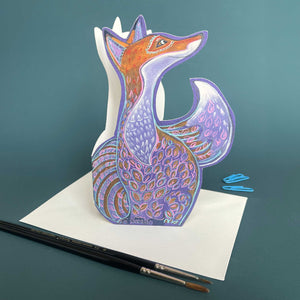 Red Fox - Die Cut Greetings Card