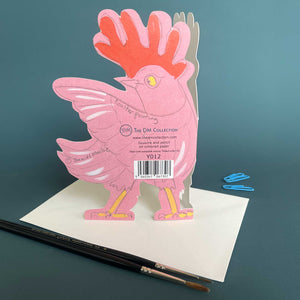 Pointing Rooster - Die Cut Greetings Card