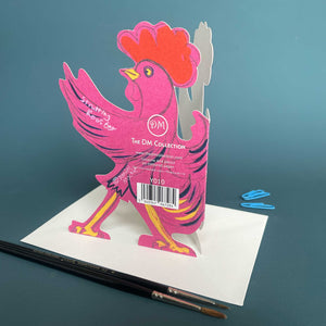 Strutting Rooster- Die Cut Greetings Card