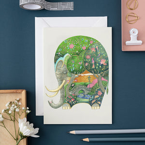 Sleeping Elephant - Greetings Card