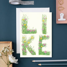 Load image into Gallery viewer, Like - letters made out of meadow grass - greetings card
