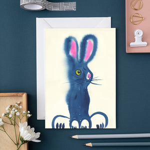 Blue Bunny - Greetings Card