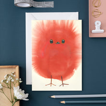 Load image into Gallery viewer, Fluffy Robin Chick - Greetings Card
