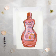 Load image into Gallery viewer, Greeting card with a bottle of 'Beauty Potion' on a textured surface.
