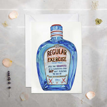 Load image into Gallery viewer, Cartoon bottle labeled 'Regular Exercise' on a textured surface with decorative elements.
