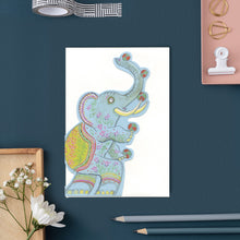 Load image into Gallery viewer, Elephant juggling - Die Cut Greetings Card
