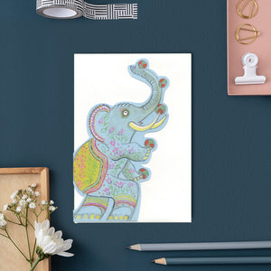 Elephant juggling - Die Cut Greetings Card