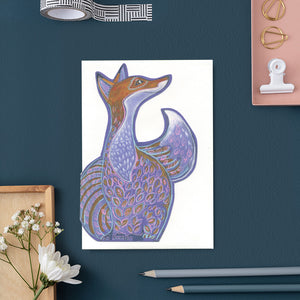 Red Fox - Die Cut Greetings Card