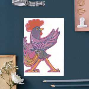 Strutting Rooster- Die Cut Greetings Card