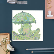 Load image into Gallery viewer, Frog  with Umbrella - Die Cut Greetings Card
